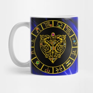 GOLD ZODIAC CHART AND ASTRAL HEART WITH CELTIC KNOTS Mug